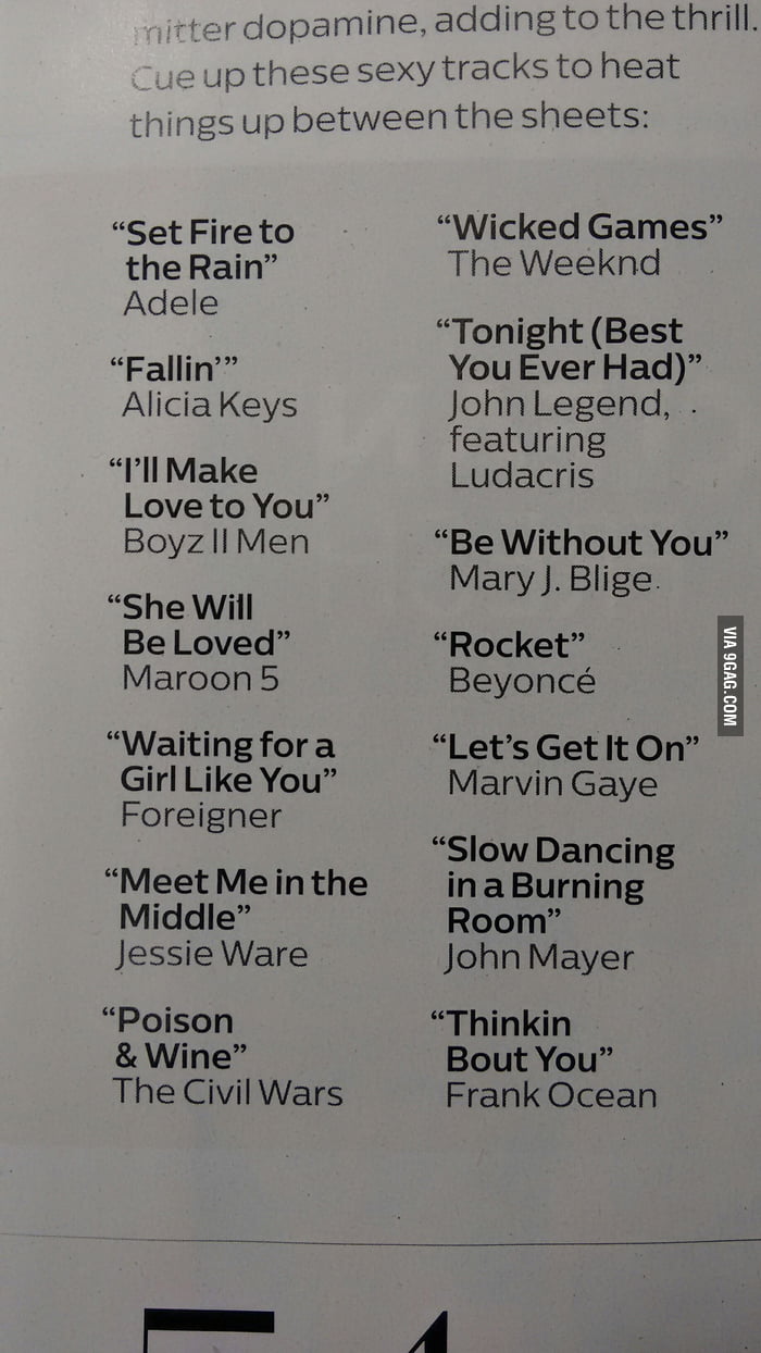 The 14 best songs for sex, scientifically certified. Thank me later - 9GAG