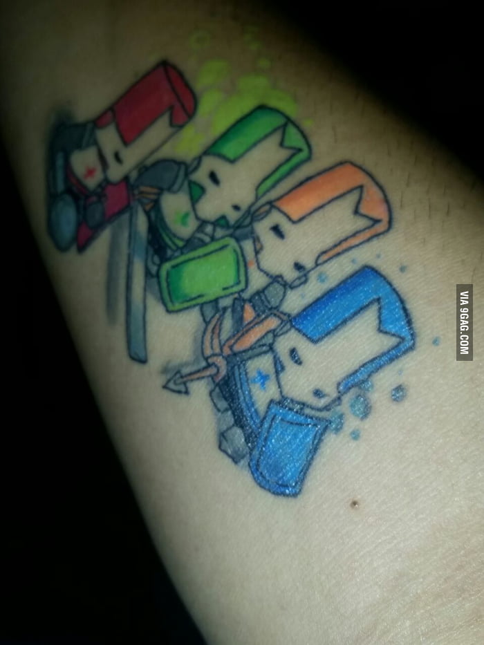 Matching Castle Crashers tattoos with my brother by Damien  Innerlight  Tattoo in Torrance CA  rtattoos