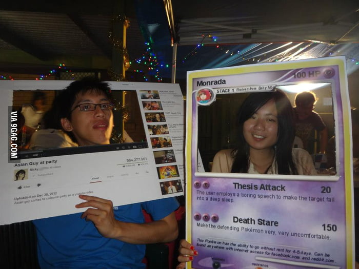 went to costume party as youtube and pokemon card 9gag