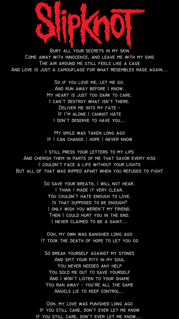 Metal Lyrics 3 ("Snuff" Slipknot, 2008) 9GAG