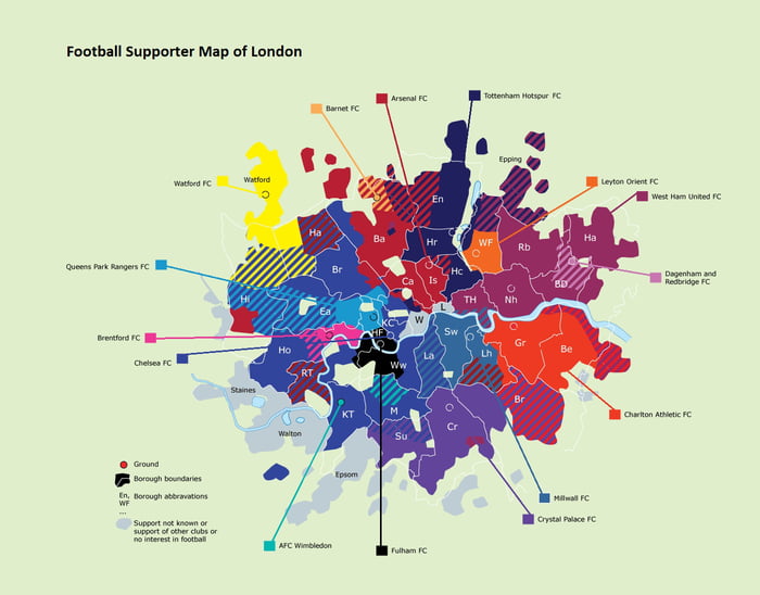 Football supporter map of London 9GAG