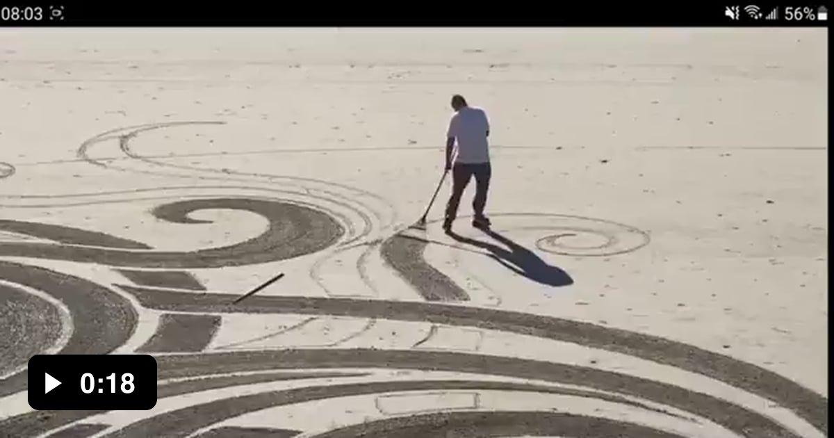 Sand raking art being created. 9GAG