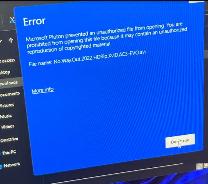 Microsoft Pluton stops downloaded file from opening. - 9GAG