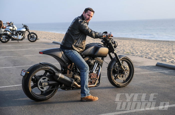 Keanu Reeves on a motorcycle made by his motorcycle company Arch - 9GAG