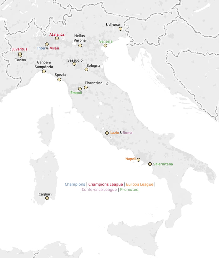 2021-22 Serie A Team Map - 9GAG