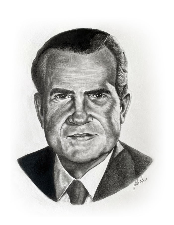 Pencil Portrait of President Richard Nixon that I drew - 9GAG