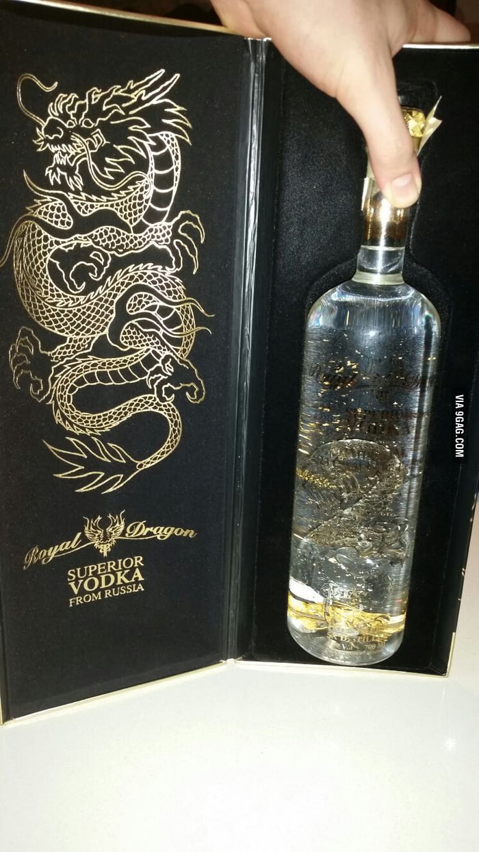 Royal Dragon Vodka. 23 carat gold inside. Looks so awesome... - 9GAG