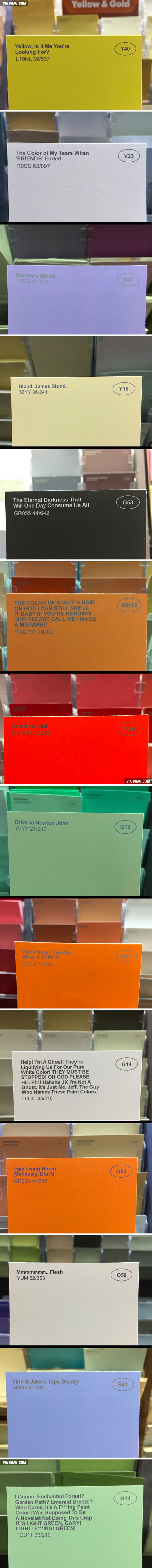 A guy renamed some of the paint colors at the hardware store