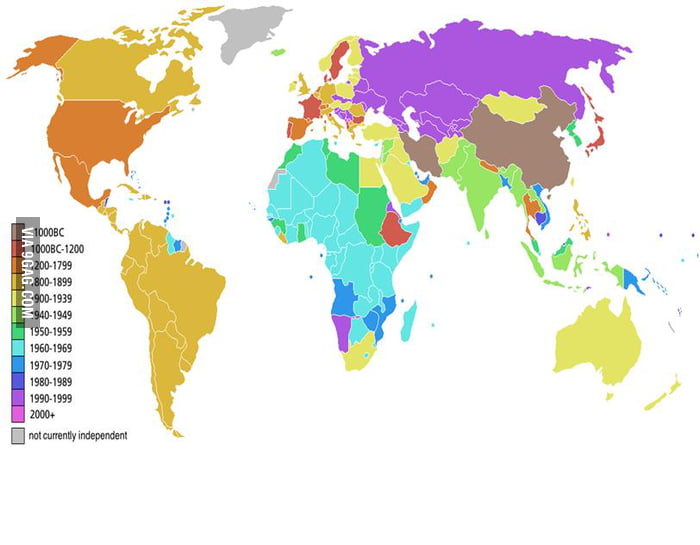 list-of-sovereign-states-by-date-of-formation-brown-color-is-the