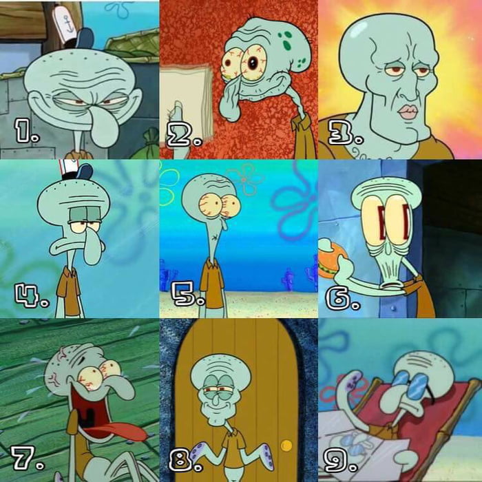 Your upvote number is which squidward you are - 9GAG