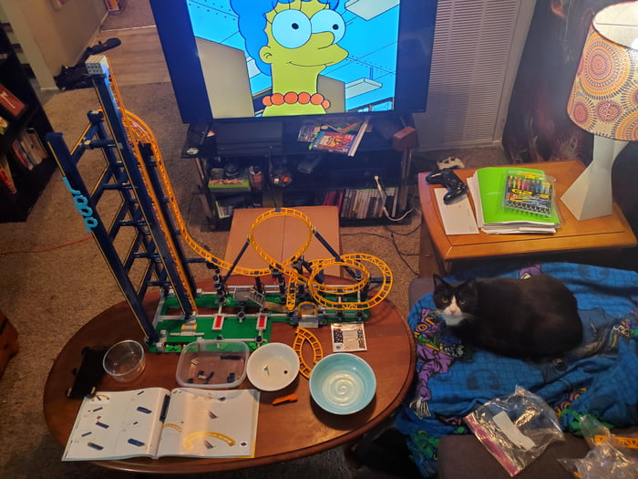 Progress post of building the LOOP Rollercoaster with Bean watching - 9GAG