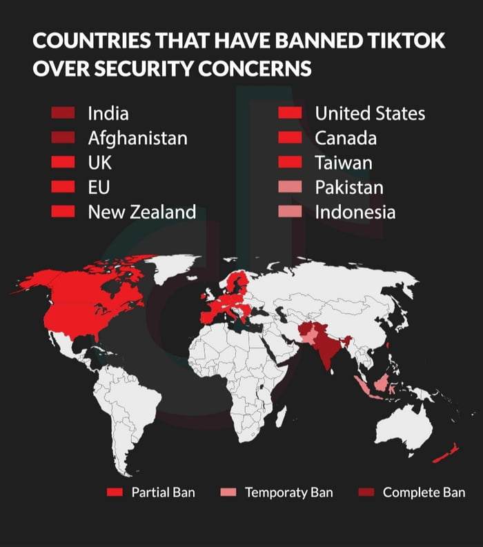 Countries That banned Tiktok 9GAG
