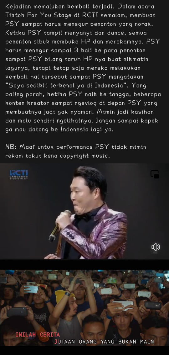 Gini Amat Dah, Sampe Disindir Psy. Ke Konser Demi Konten Bukan ...