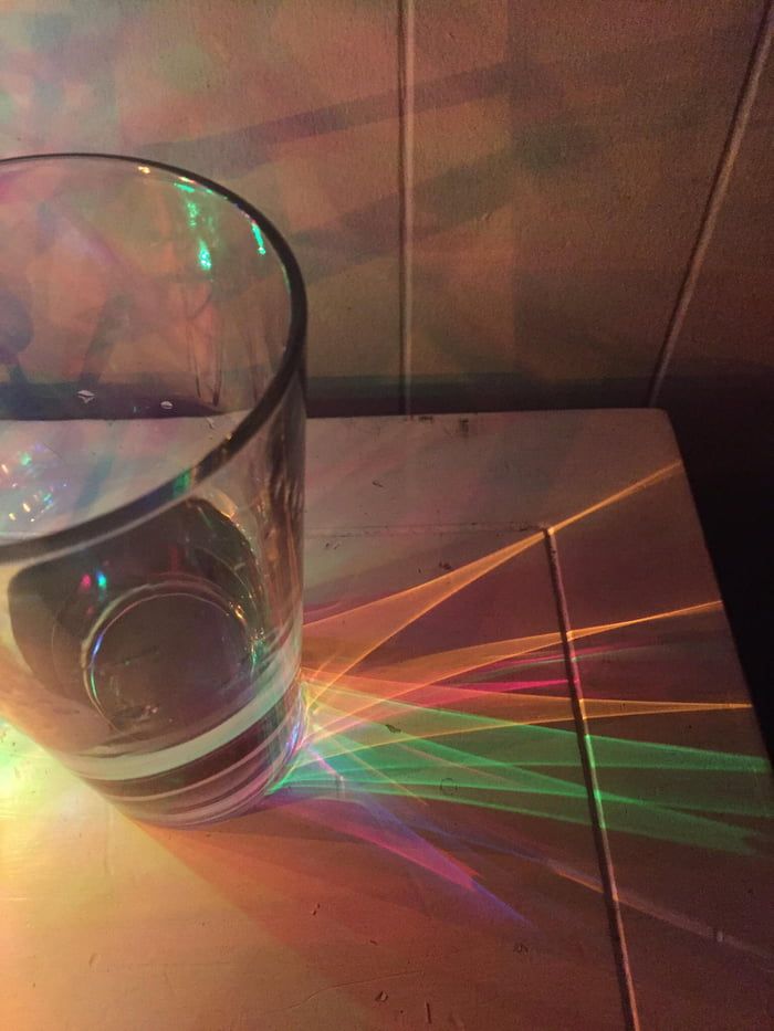 My Christmas lights refracting through my glass of water - 9GAG