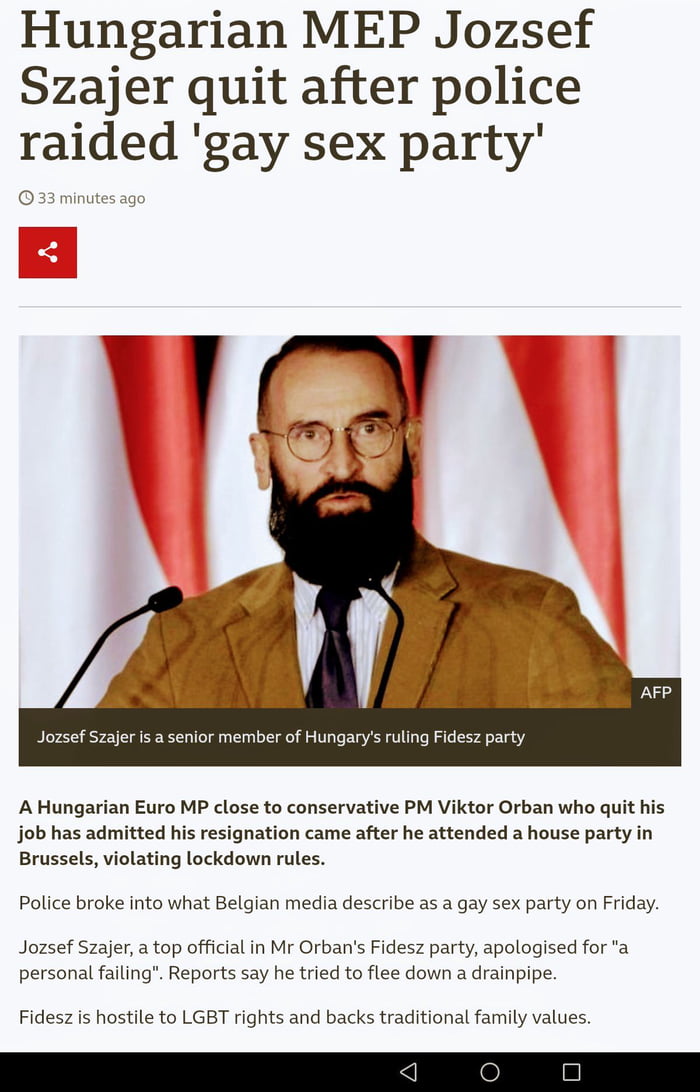 Victor Orban S Christian And Anti Gay Party Member Caught Sodomizing 20 Men Definition Of Hypocrite 9gag