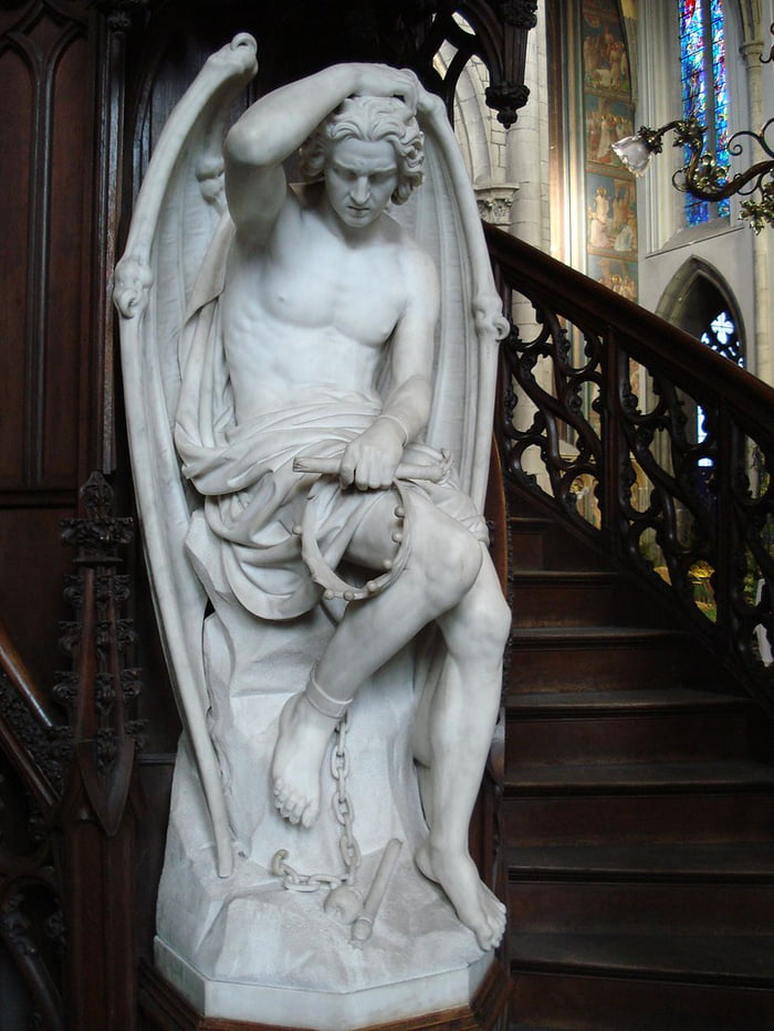 Statue Of Lucifer In A Catholic Cathedral In Liege Belgium Gag