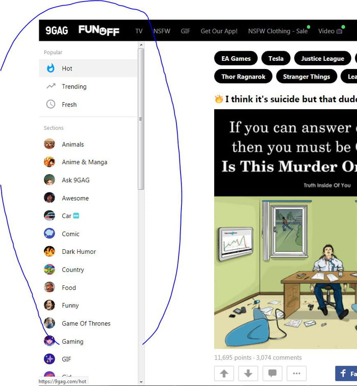 How do you hide the sidebar? 9GAG