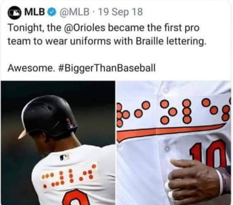 braille baseball uniforms