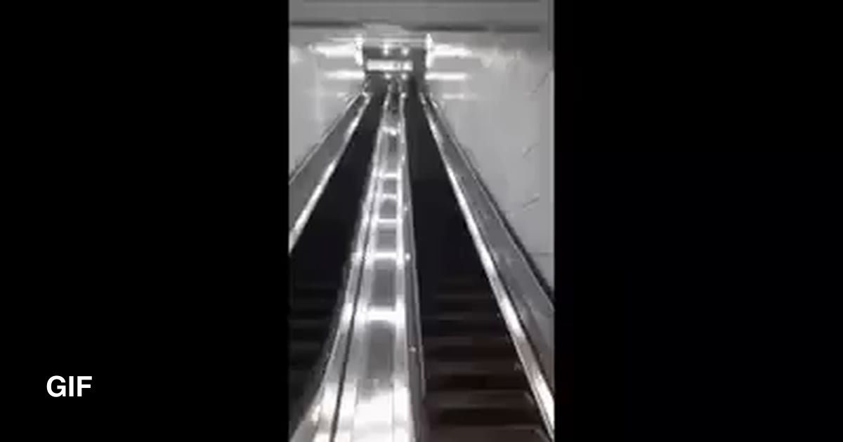 Sliding down an escalator 9GAG