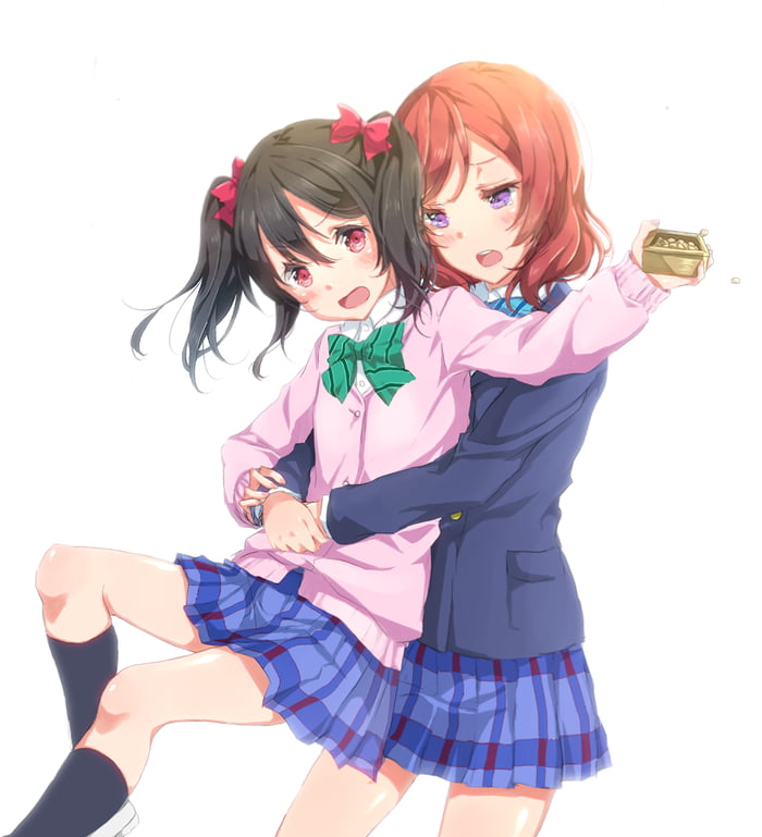 Maki hugging Nico from behind - Anime Waifu.