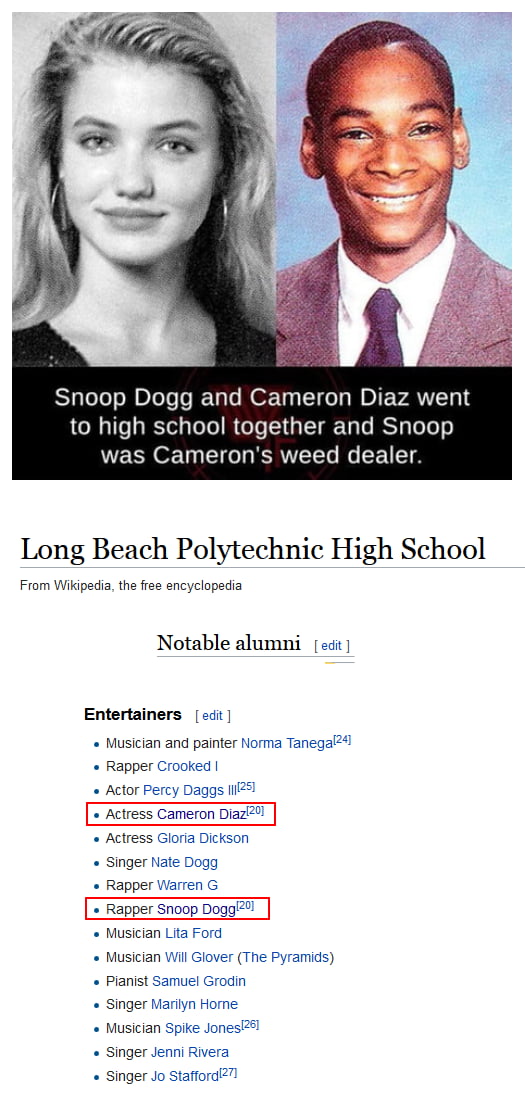 snoop dogg high school cameron diaz