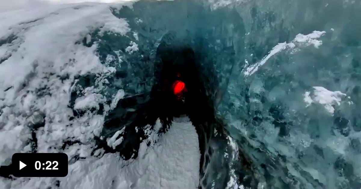 The walls of the Keyhole ice cave in Iceland are approximately 500 ...