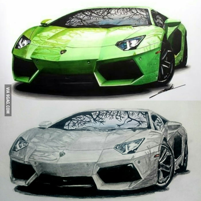 Lamborghini I tried to draw (it's the second one) - 9GAG