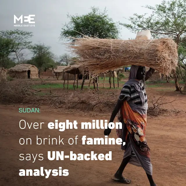 Over 8 million people are predicted to face famine in Sudan between ...