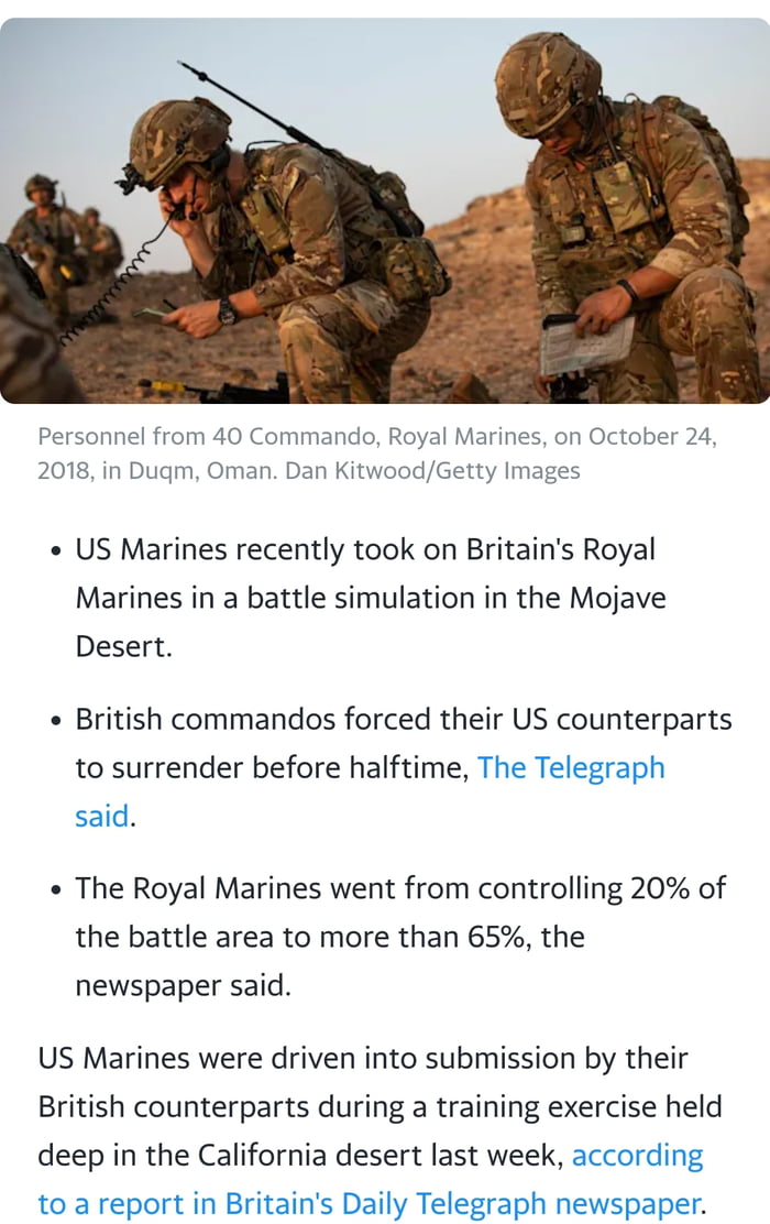 UK Royal Marines Dominated US Marines In A Desert-battle Simulation ...