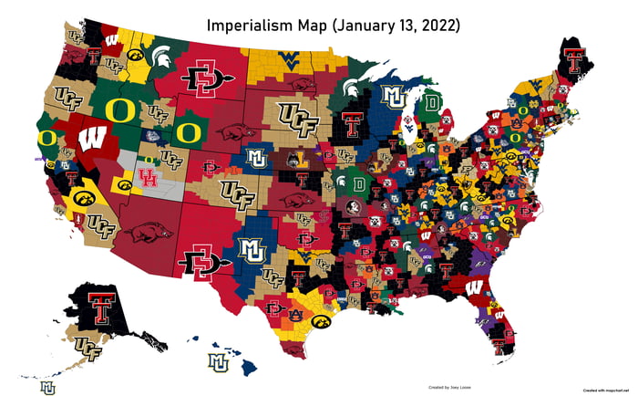 College Basketball Imperialism Map (January 13, 2022) - 9GAG