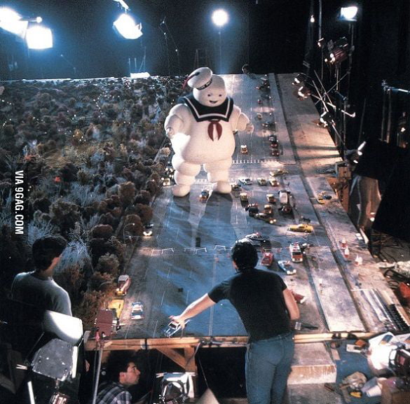 Behind the scenes picture from Ghostbusters (1984) of The Stay Puft