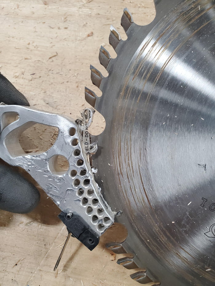 The sawstop mechanism once activated. 9GAG