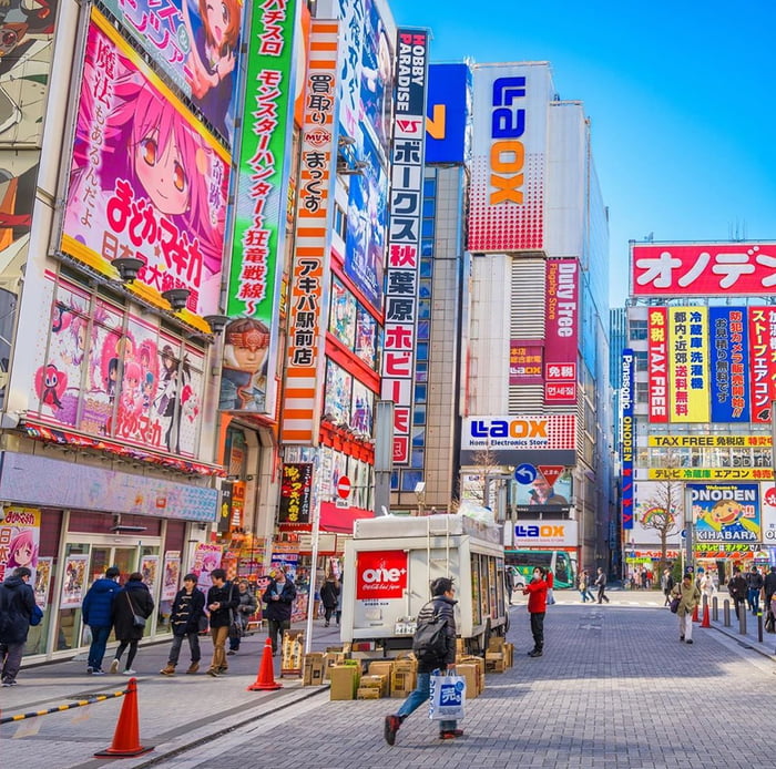 Tokyo street crowded, Akihabara district, Japan | Royalty Free Image