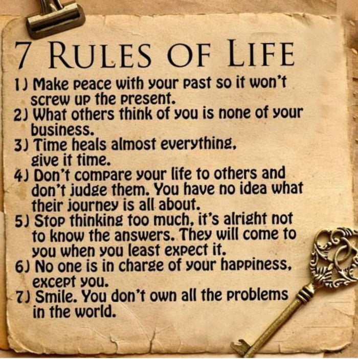 7 rules for happy life - 9GAG