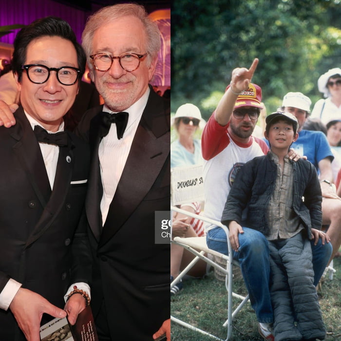 Steven Spielberg And Ke Huy Quan 1984 And Now Reunite After 39 Years