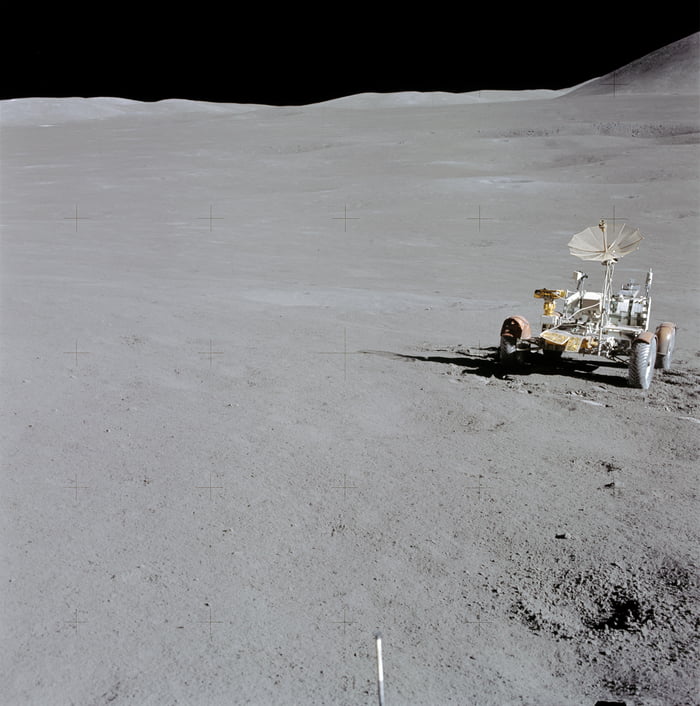 The Apollo 15 Lunar Roving Vehicle (LRV) on the surface of the Moon, 1 ...