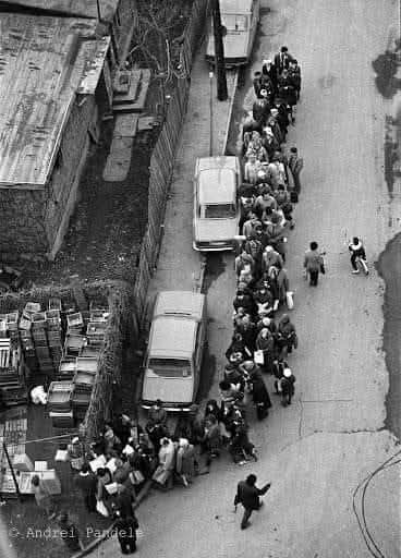 Food ration queue in communist Romania during the 1980s. (Photo by ...