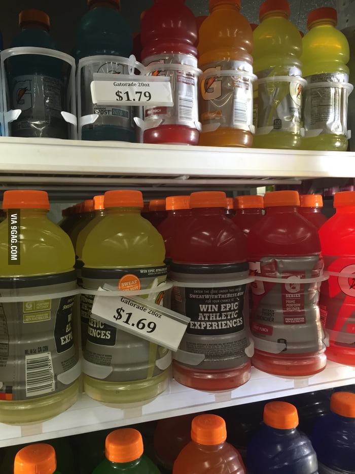 The Gatorade prices at this gas station are f**ked up 9GAG