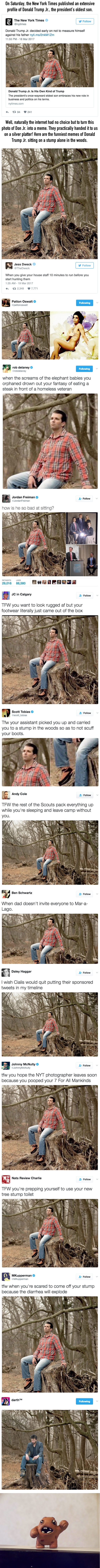 This photo of Donald Trump Jr. in the woods is now a huge meme