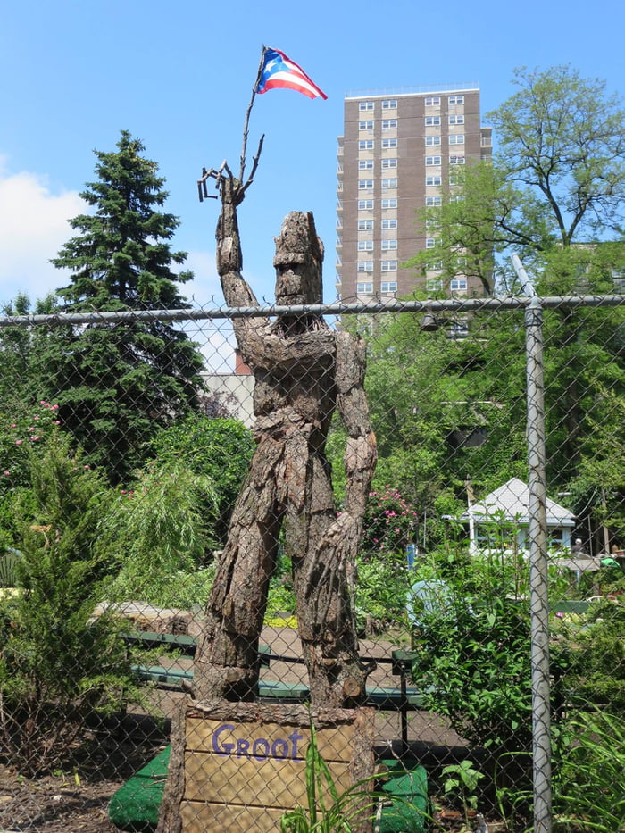 Somebody made this awesome giant "Groot" statue at a garden on the