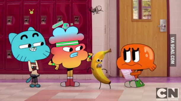 Gumball, Tobias and Darwin, Banana Joe for scale - 9GAG