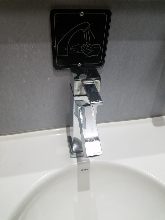 This automatic sink sign for a manual sink. 9GAG