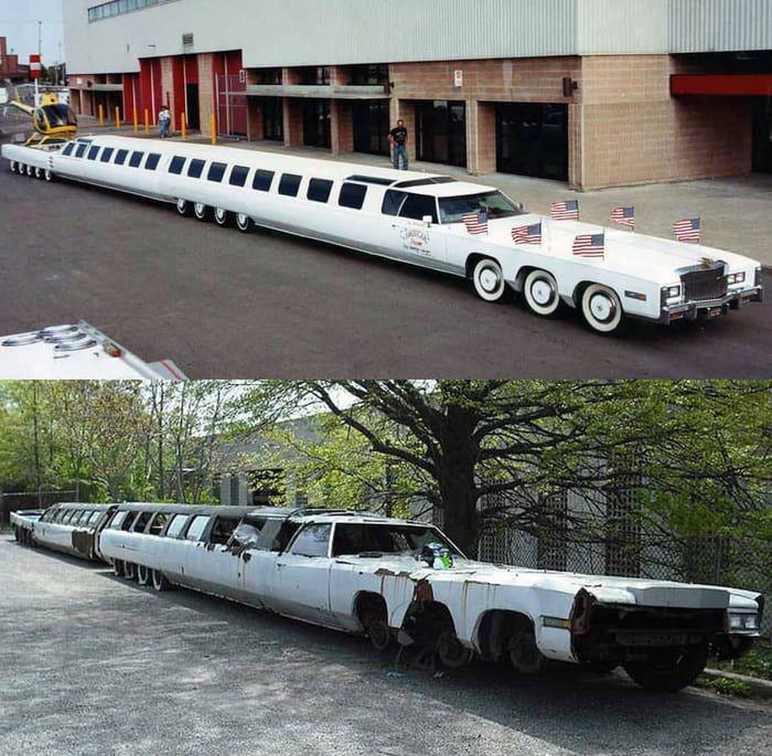 The world's longest limousine, then and now. - 9GAG