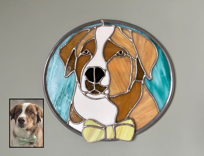 Stained Glass Dog Portrait That I Made. - 9gag