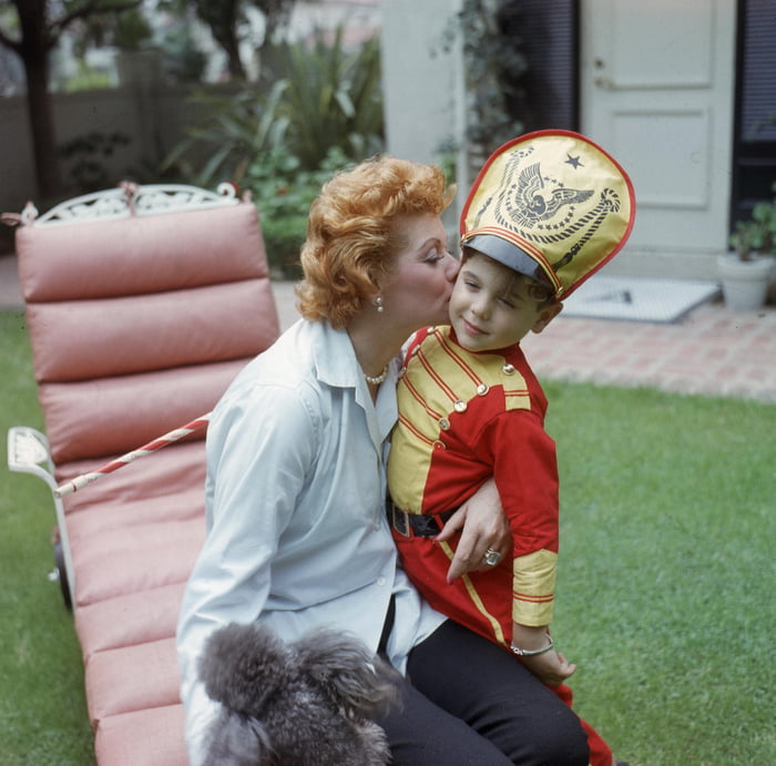 Lucille Ball with her son Desi Arnaz Jr., in a picture taken in 1957