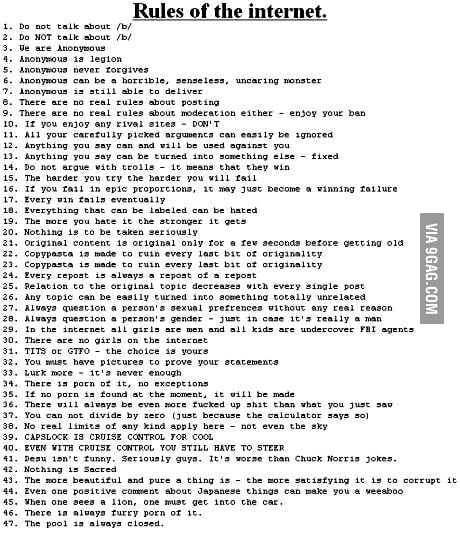 The origin of rule 34 . (original rules of internet) - 9GAG