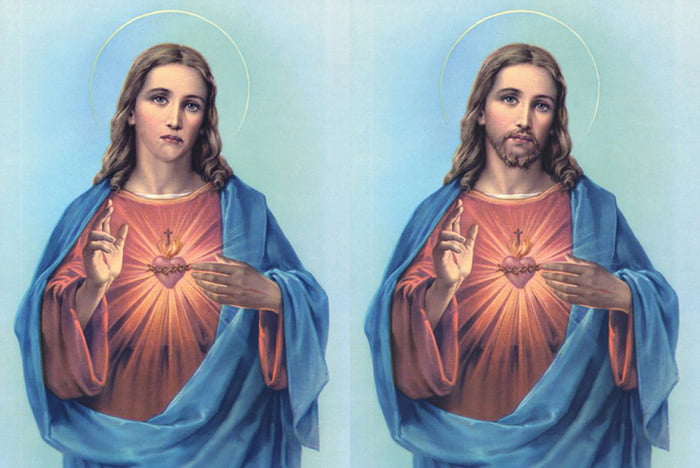 Jesus without his beard looks like a sad woman - 9GAG