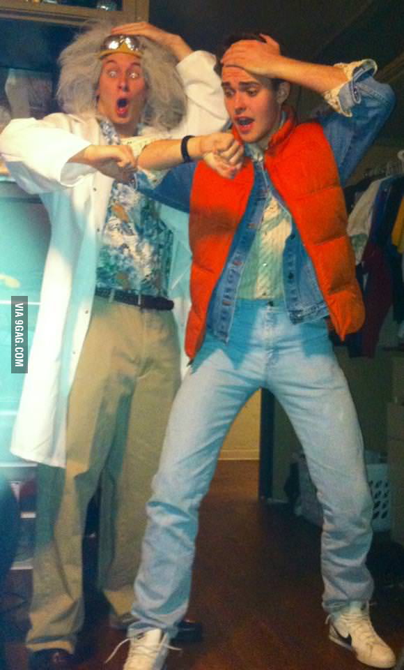 Great Scott! Roommate and I went as Doc Brown and Marty McFly - 9GAG