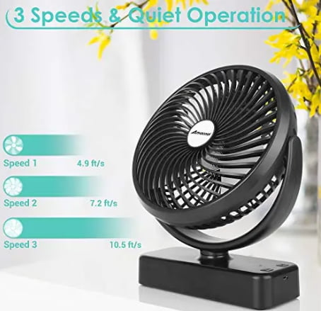 10000mAh Battery Operated Camping Fan with LED - 9GAG