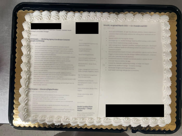 Woman applies for a job at Nike with a resume cake 9GAG